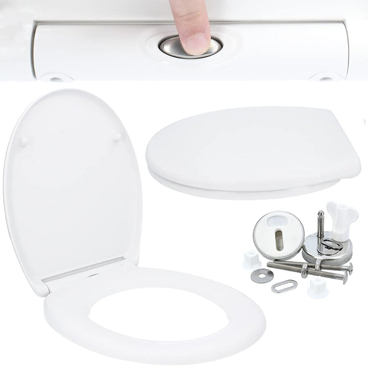 Hydroland Absenkbarer Toilettendeckel Antibakteriell Oval Weiss | WC Sitz mit Absenkautomatik Soft C