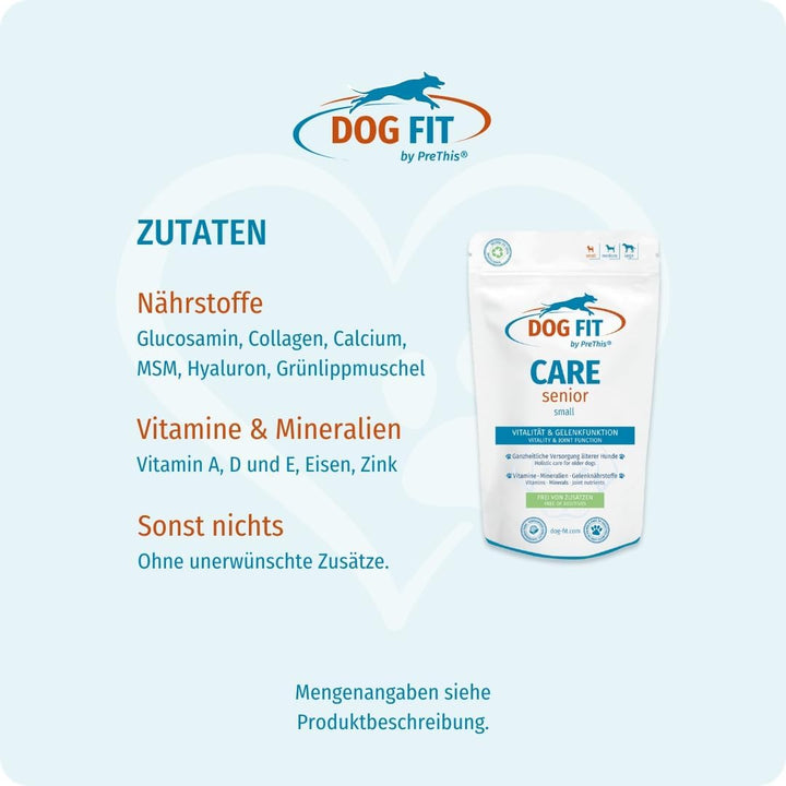 DOG FIT by PreThis® Care Senior I Aufbaupräparat für alte Hunde Plus Gelenkschutz &amp; Vitamine &amp; Miner
