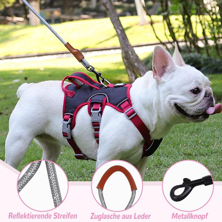 Mehrzweck-Hundegeschirr mit Leine Set, Ausbruchsicheres Anti Zug Hundegeschirr, Anti Zug Geschirr Hu