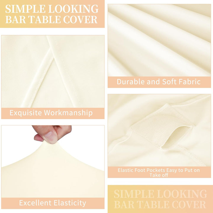 Teruntrue 3 Stück Beige Stehtisch Hussen Stehtische, Stehtischhusse für Ø 80-85 cm Stehtische und Bi