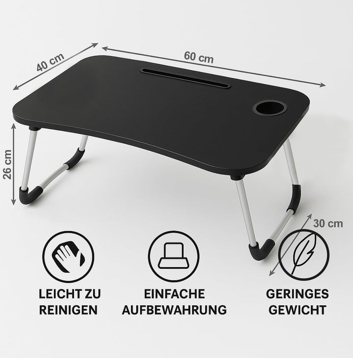 Betttablett Klappbar, Frühstückstablett mit Griff und Getränkehalter, Serviertisch, Ideal für Lesen