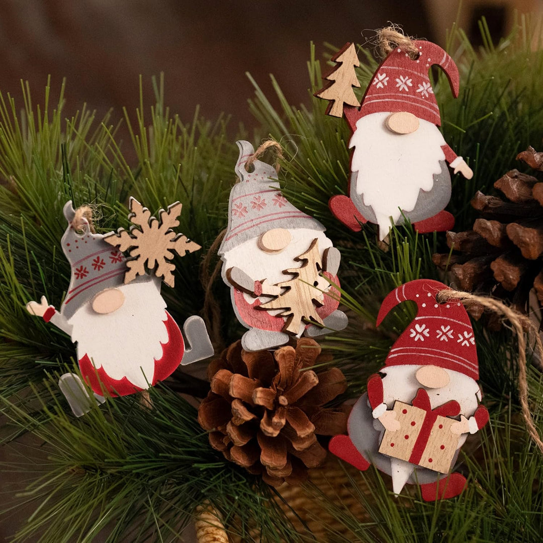 Valery Madelyn Holz Weihnachten Anhänger 24 Stück 6cm Baum Weihnachtsdeko Netter Weihnachtsmann Anhä