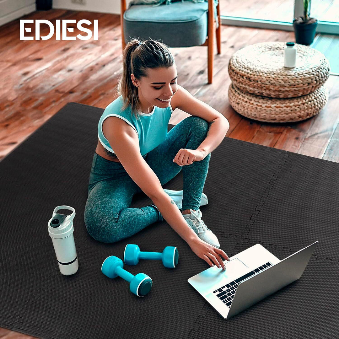 Ediesi, Bodenschutzmatte Fitness, Puzzlematte Boden, Pool Schutzmatte, Home Gym, Tatami, Gummimatte,