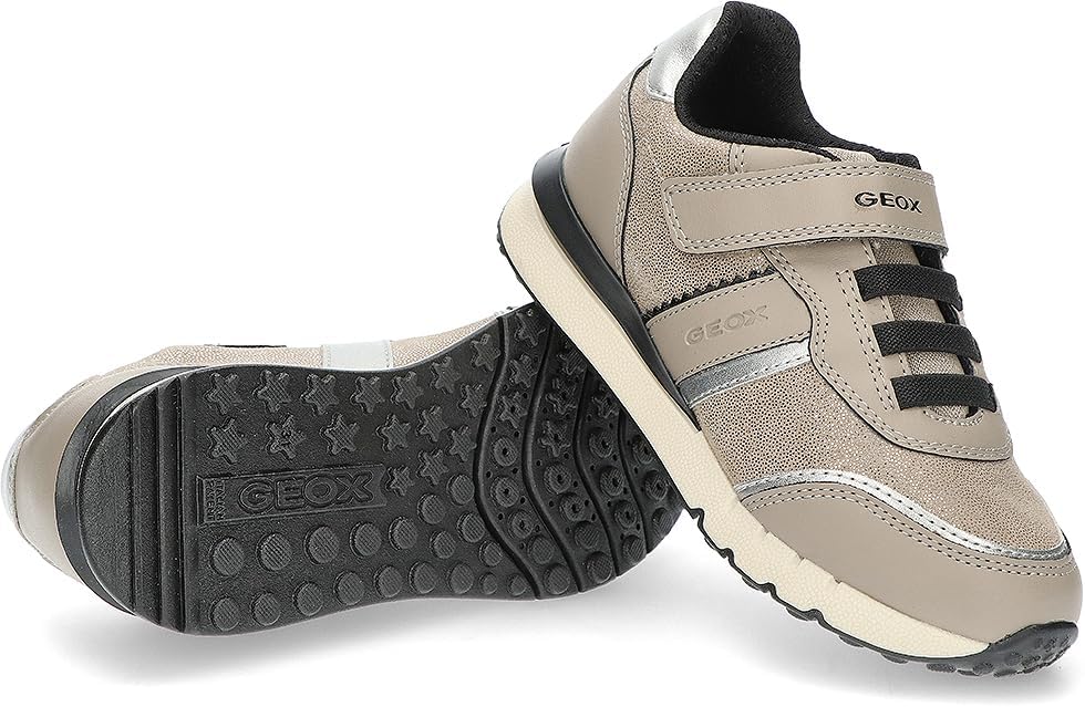 Geox Mädchen J Fastics Girl BSneaker 25 EU Rock Dk Silver, 25 EU Rock Dk Silver