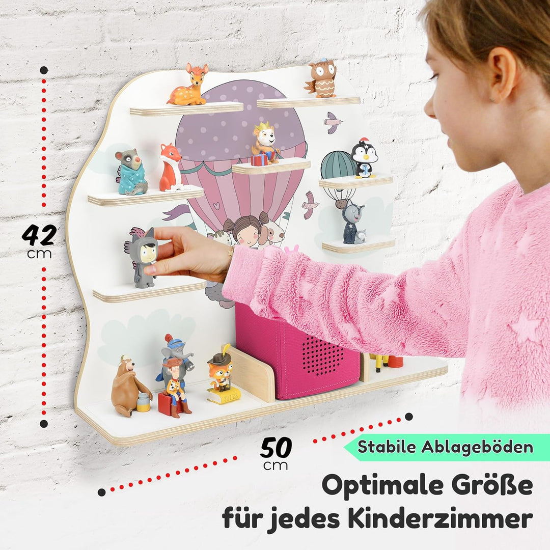 stadtecken Holzregal für Musikbox I Geeignet für die Toniebox und ca. 50 Tonies I Perfekte Tonie Auf
