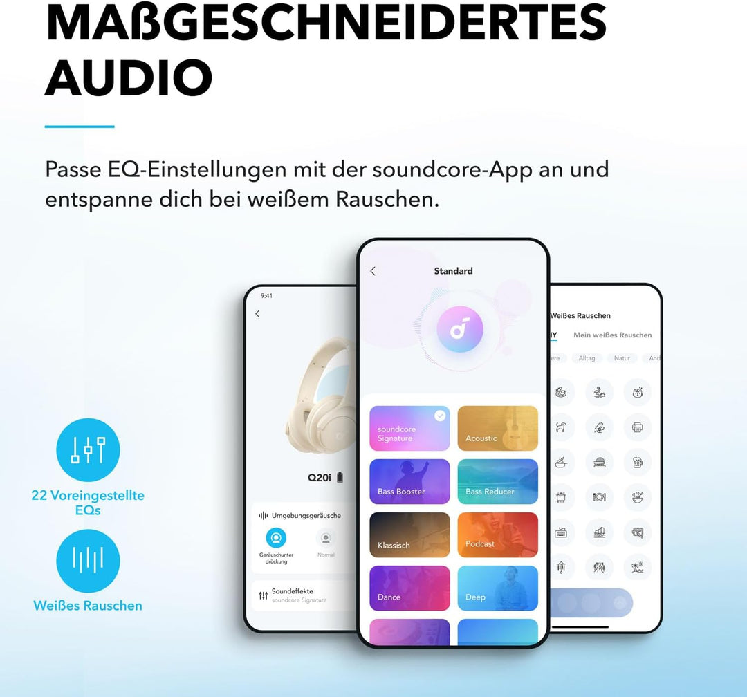 soundcore by Anker Q20i kabelloser Bluetooth Over-Ear-Kopfhörer mit Hybrid Active Noise Cancelling,