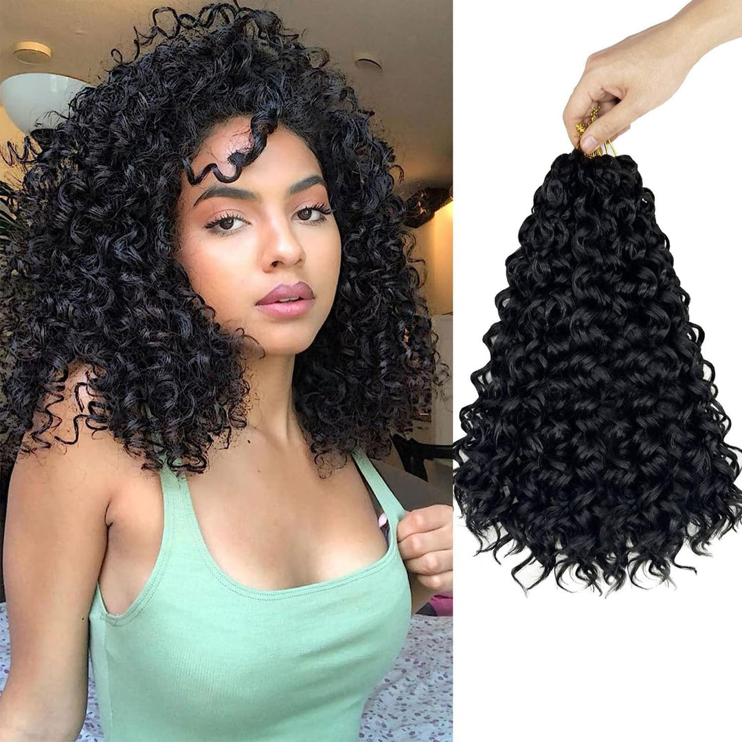 GoGo Curl Crochet Braids Hair 14 Inch 8 Packs Ocean Deep Wave Crochet Hair Extensions Synthetic Curl