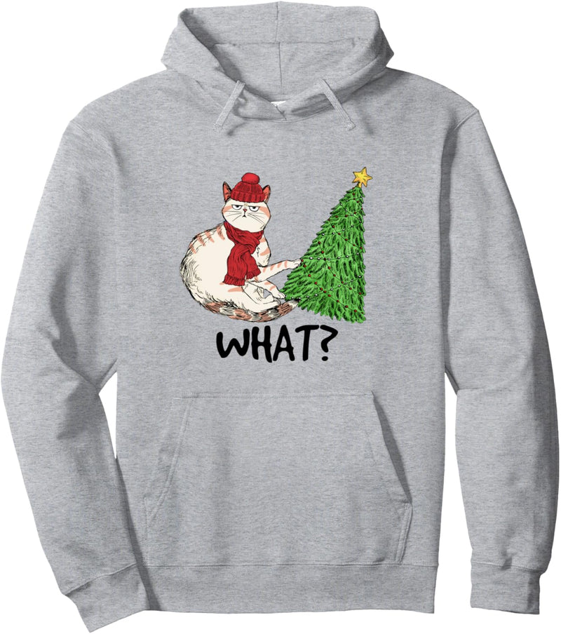 Lustige Katze Klopfen über Weihnachtsbaum | Weihnachtskatze What Pullover Hoodie