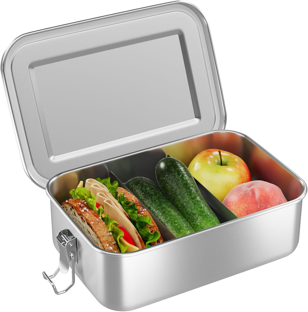 WELLGRO Edelstahl Dosen eckig - 550ml 850ml 1400ml 2400ml auslaufsicher Metall Brotdose Lunchbox, Ka