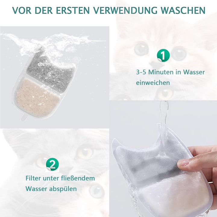 12er Set Katzenbrunnen Filter Aktivkohle Ersatzfilter Geeignet für Feelneedy 4L Katzen Trinkbrunnen