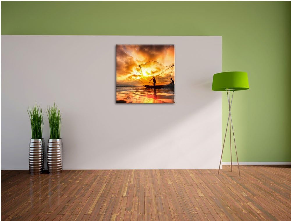 Pixxprint See, Format: 70x70 auf Leinwand, XXL riesige Bilder fertig gerahmt mit Keilrahmen, Kunstdr