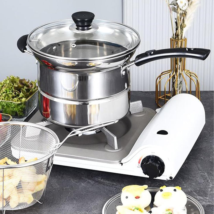 Deep Fryer Topf, Edelstahl, Bratpfanne, 20,6 x 14,3 cm, multifunktionaler Strainer im Lieferumfang e