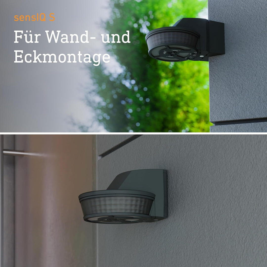 Steinel Bewegungsmelder sensIQ S schwarz, 2000 W, 300°|20 m Sensor, in 3 Richtungen einstellbar, Unt