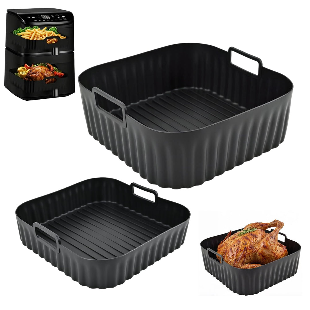 Airfryer Silikonform, Air Fryer Silikon Einsatz für Cosori Turbo Tower Pro/Smart 10,8L, Heissluftfri