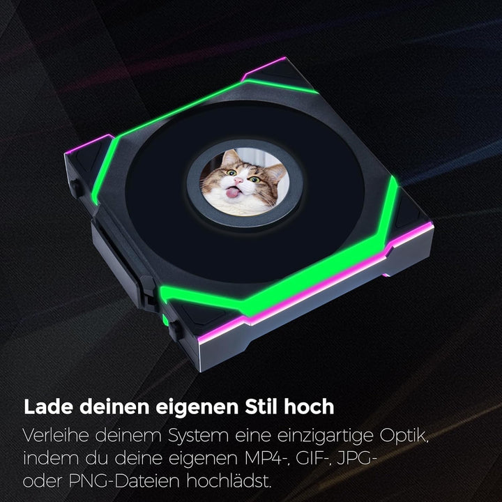 Lian Li UNI FAN SL Wireless LCD Lüfter, ARGB, PWM - Reverse Blade, 120 mm, schwarz