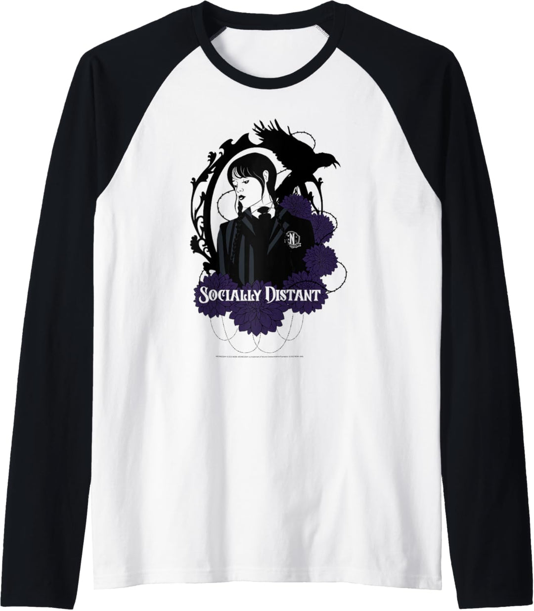Wednesday Socially Distant Nevermore Academy Poster Raglan