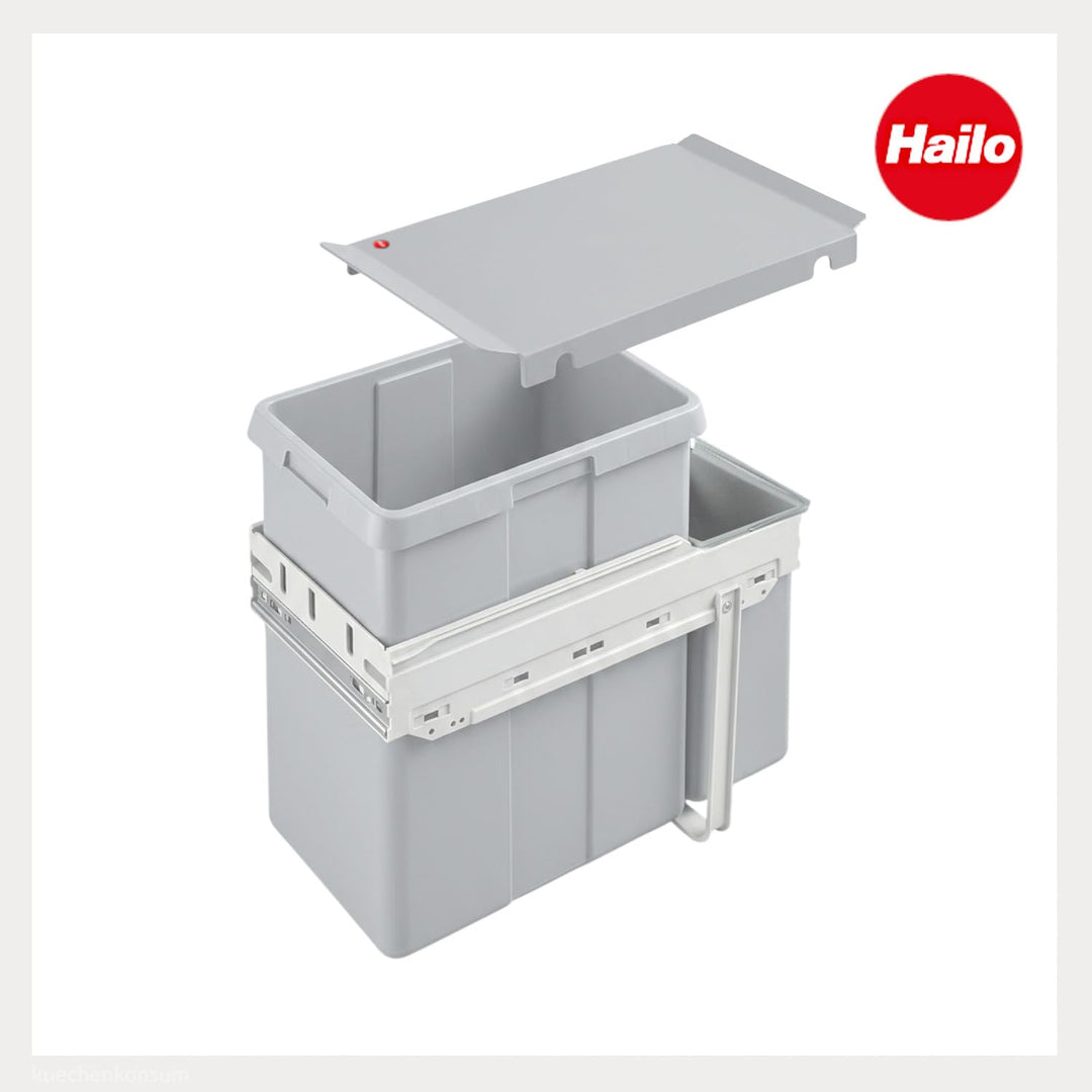 Hailo Abfallsammler 38+7 L Tandem | Einbau-Abfallsystem für Schränke | Küchen-Mülleimer mit 2fach Mü