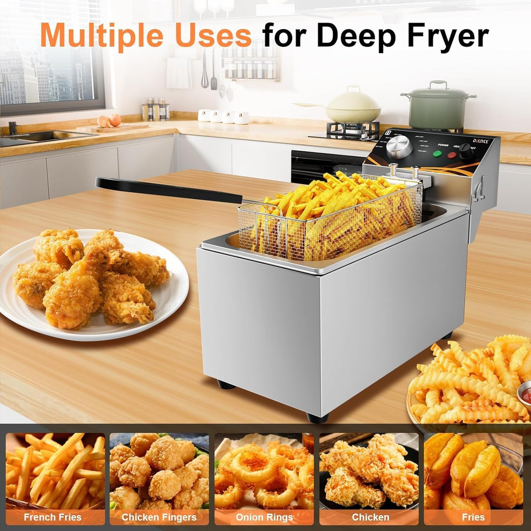 3.5L Gastro Friteuse,Professionelle Elektrische Fritteuse Temperaturregelung 60–200 °C Schnelle Aufh