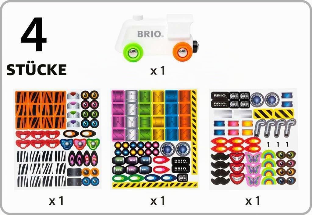 BRIO World 33979 Sticker Lokomotive - Holz-Eisenbahn zum Bekleben mit vielen tollen Motiven auf wied