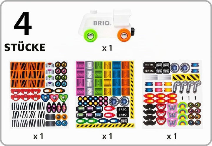 BRIO World 33979 Sticker Lokomotive - Holz-Eisenbahn zum Bekleben mit vielen tollen Motiven auf wied