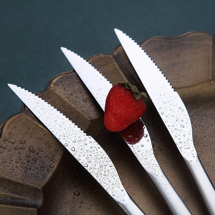 Steak Besteckset 12-Teilig, Premium Edelstahl 6 Tafelgabeln und 6 Tafelmesser-Set, Steakmesser Steak