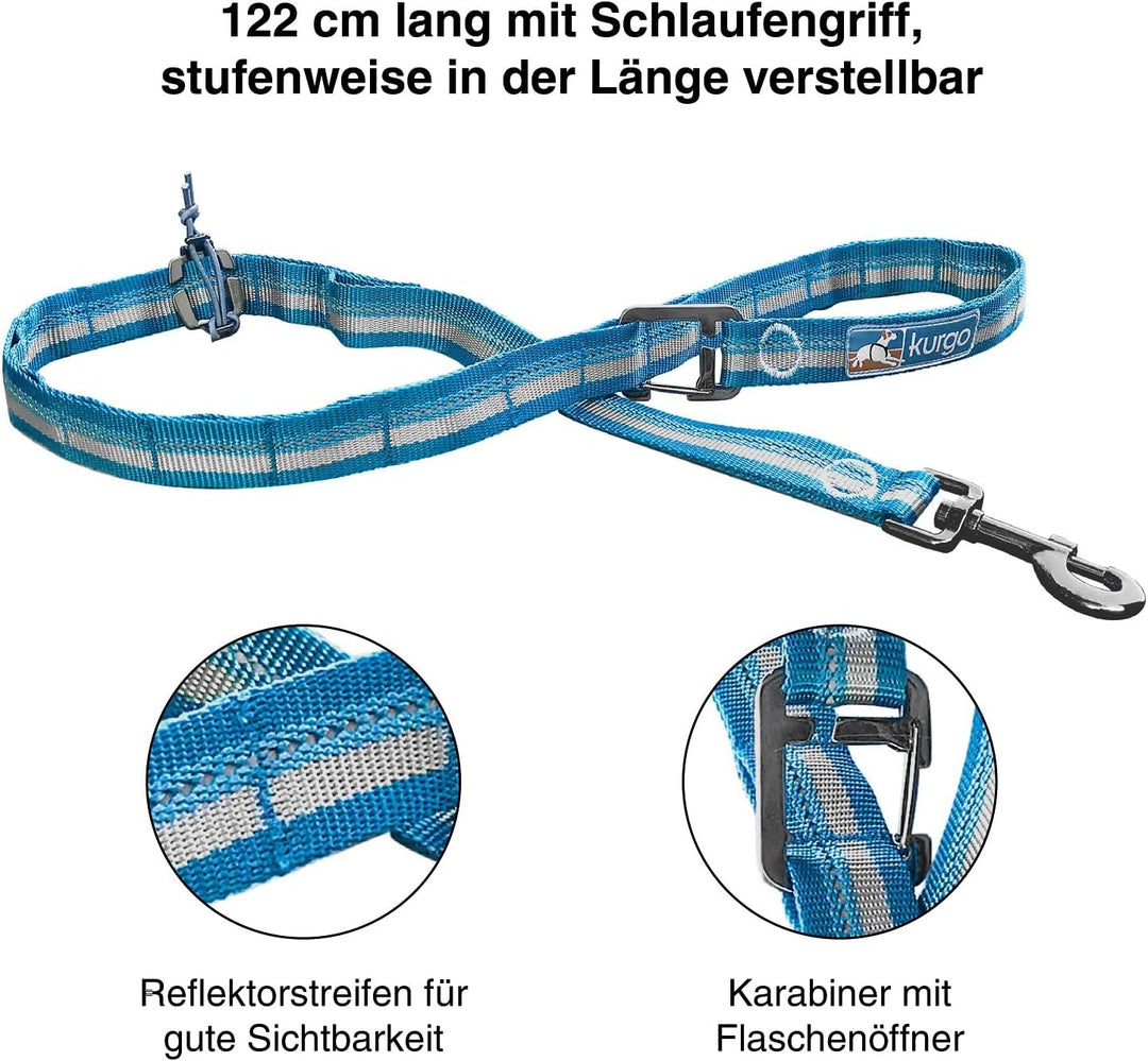Kurgo RSG Stub Hundeleine, Mit reflektierendem Streifen für bessere Sichtbarkeit, Einstellbare Länge