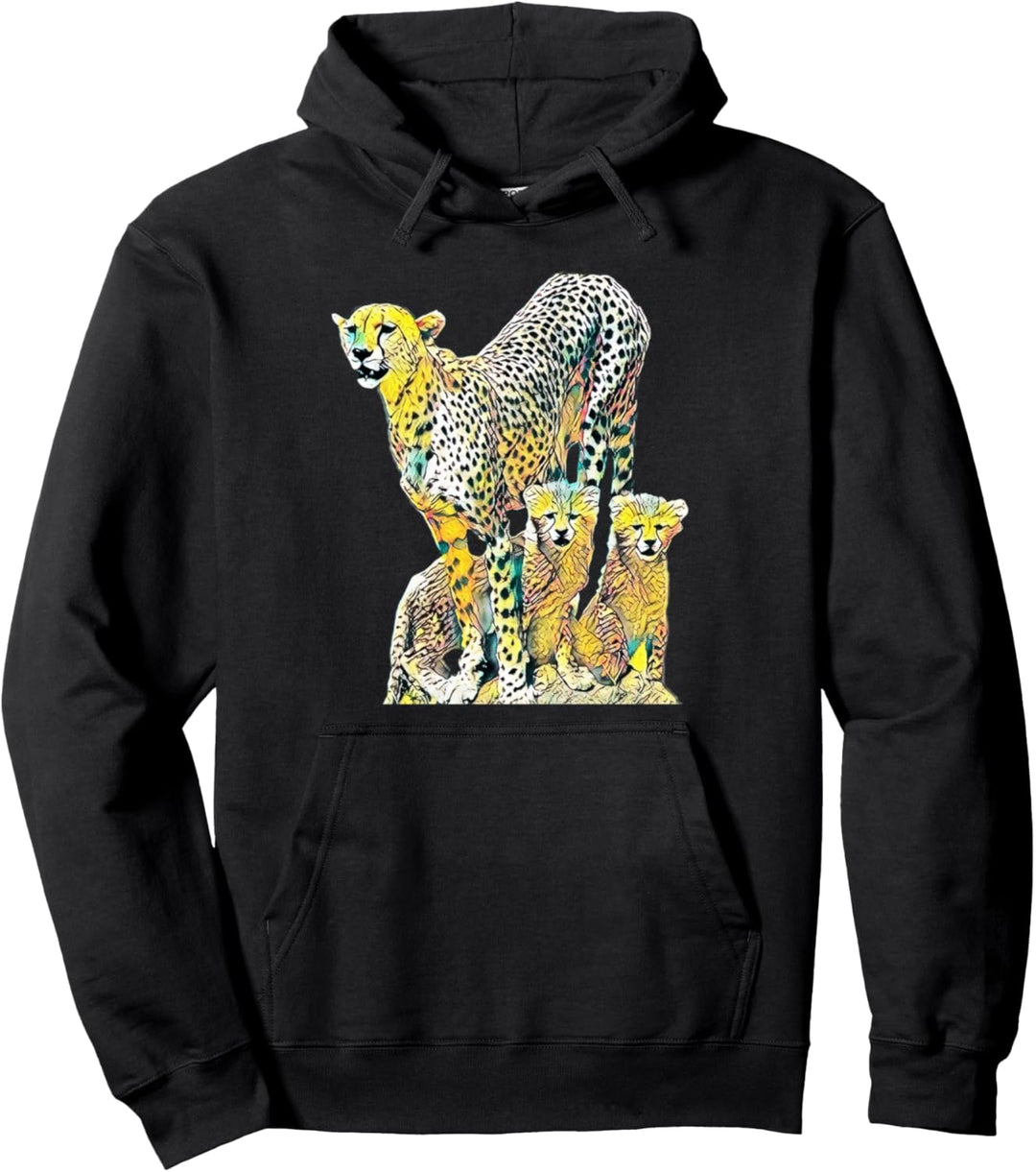 Gepard Raubkatzen Afrika Katzen buntes Geparden Pullover Hoodie