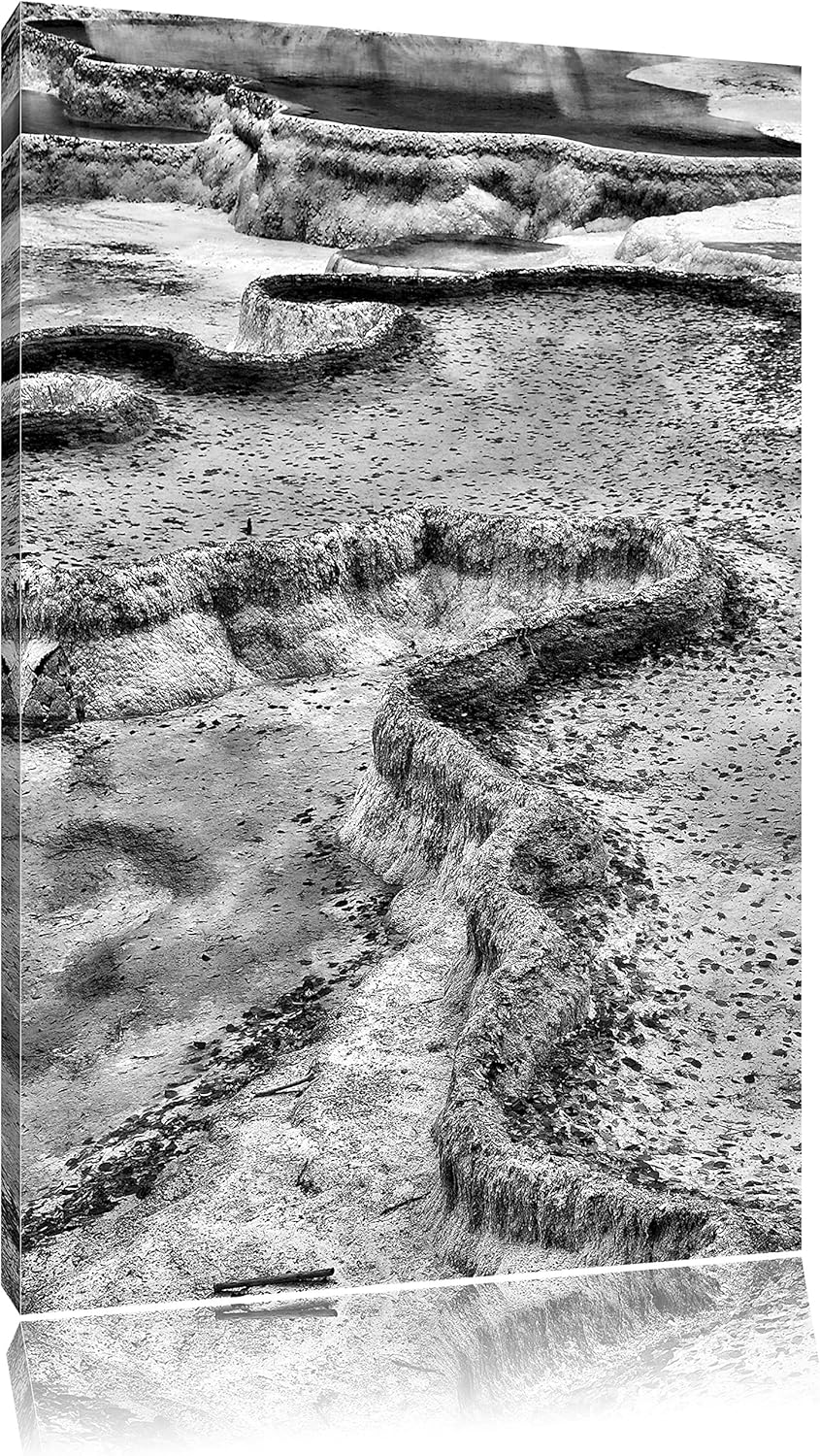 Pixxprint Monocrome, beeindruckende Kalksteinterasse, Format: 100x70 auf Leinwand, XXL riesige Bilde