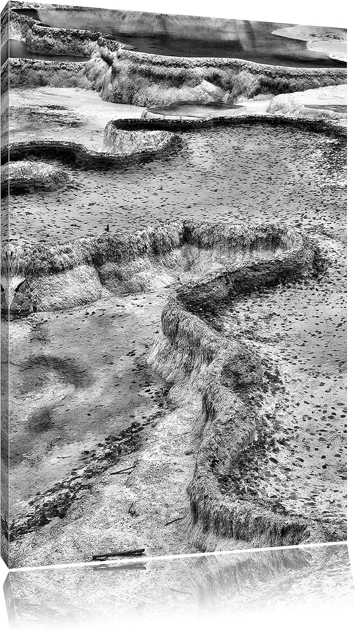 Pixxprint Monocrome, beeindruckende Kalksteinterasse, Format: 100x70 auf Leinwand, XXL riesige Bilde