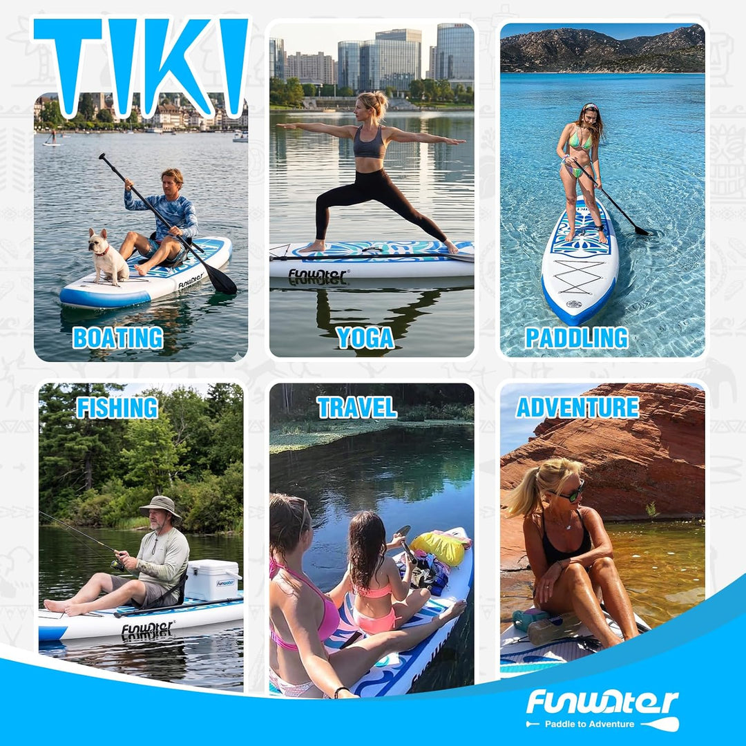 FunWater Aufblasbares Stand Up Paddle Board Multifunktionale Paddelboards mit Flossen, Knochleine, S