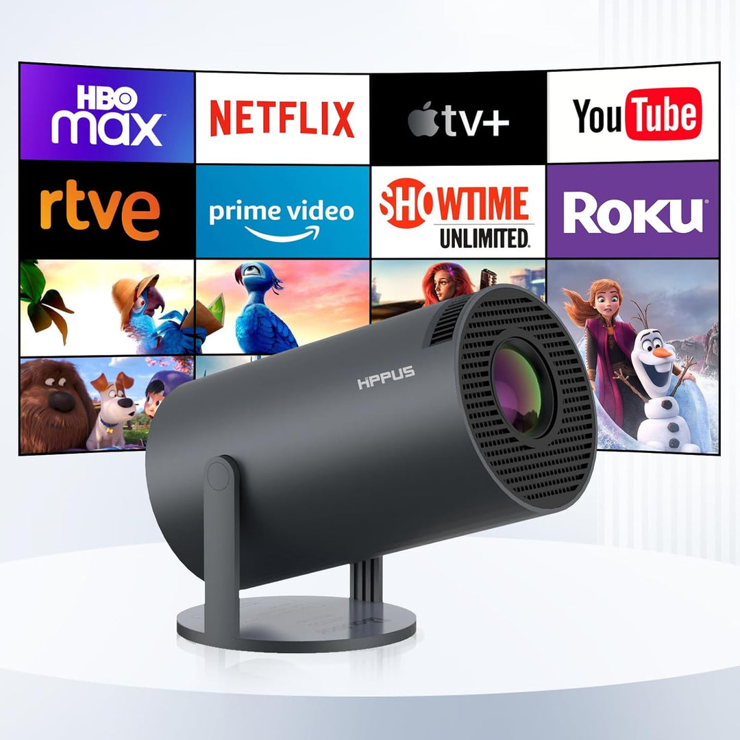 HIPPUS Mini Smart Beamer 4K Android OS 11.0 Full HD 1080P 180°Dreh Portable Projector klein Videopro