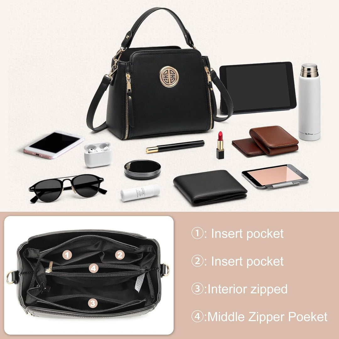 Miss Lulu Umhängetasche Damen Schultertasche Handtasche Crossbody Taschen Henkeltasche Mädchen PU Le