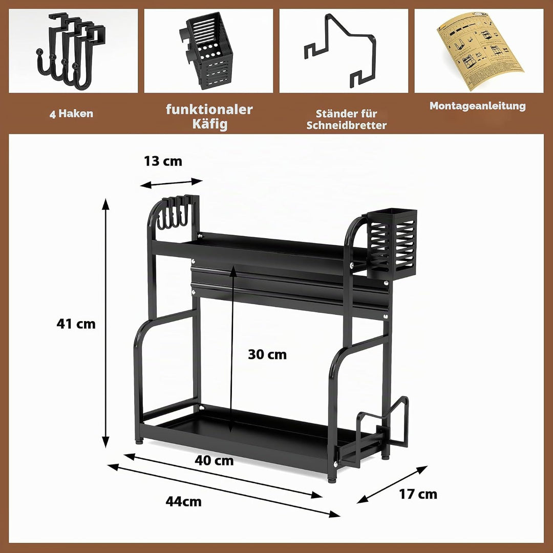 FEXPLENDID Gewürzregal Stehend, küchenutensilienhalter, 49x43.5x22.5cm, Stahl, spice rack organizer,