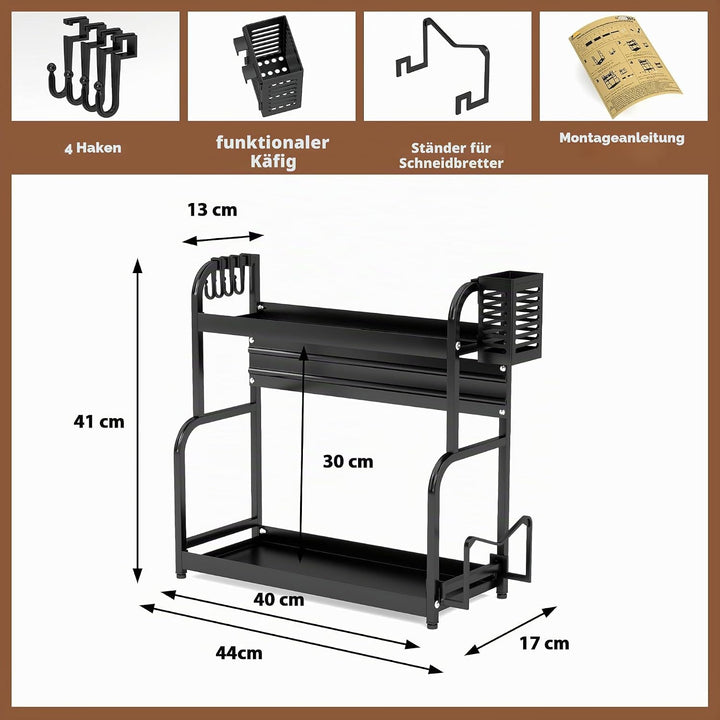 FEXPLENDID Gewürzregal Stehend, küchenutensilienhalter, 49x43.5x22.5cm, Stahl, spice rack organizer,