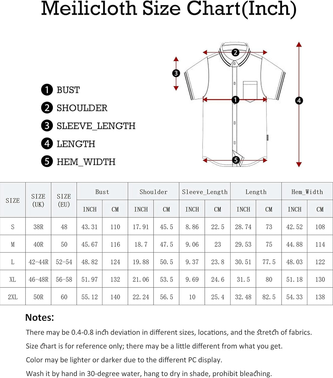 Meilicloth Gestreiftes Hemd Herren Kurzarm Freizeithemd Sommer Casual Regular Fit A Himmelblau Weiss