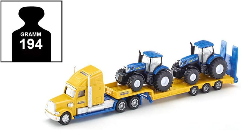 siku 1805, LKW mit New Holland Traktoren, 1:87, Metall/Kunststoff, Gelb/Blau, Viele Funktionen LKW m