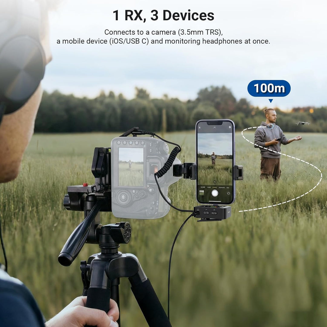 NEEWER CM26 Pro AI Drahtloses Mikrofon kompatibel mit iPhone Android Kameras PCs, Ansteckmikrofon DS