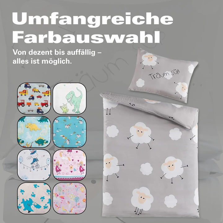 BaSaTex Kinder Baby Bettwäsche Set für Mädchen und Jungen | 100x135 cm + 40x60 cm | 100% Polyester M