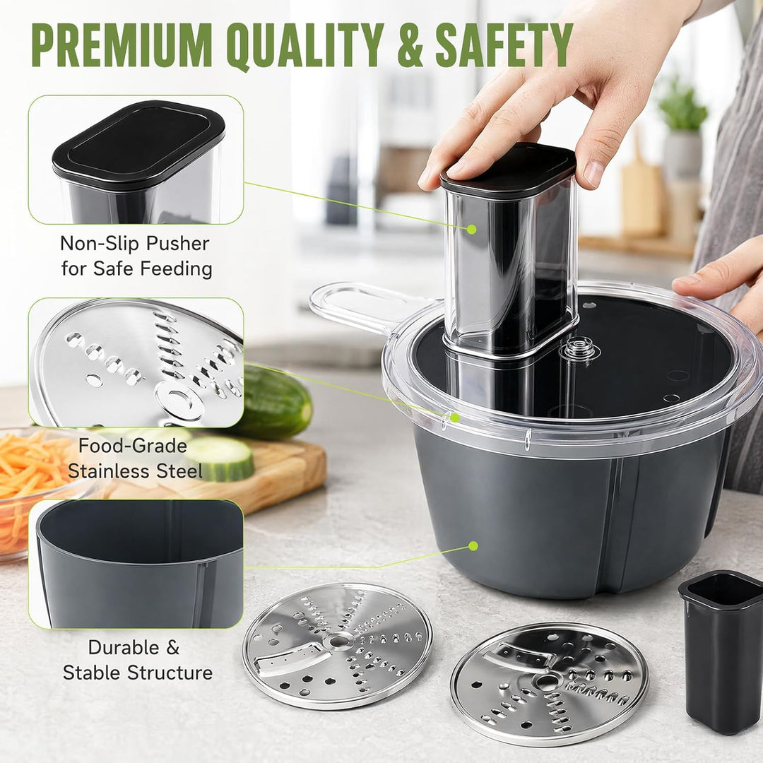 Gemüseschneider für Thermomix TM5 & TM6, Edelstahl Spiralschneider & Gemüsereibe, Vegetable Slicer A