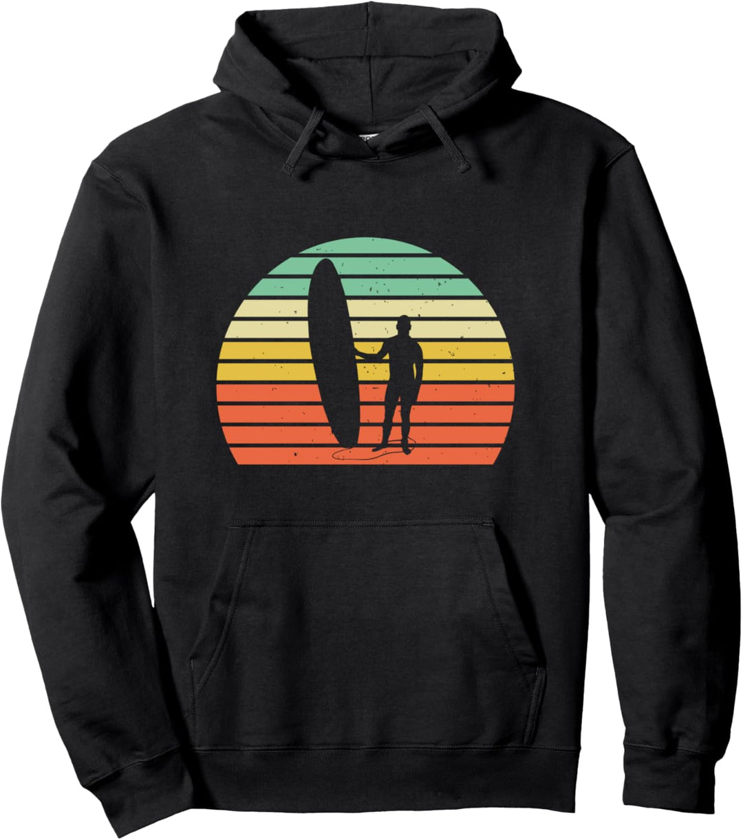 Surfen Vintage Style Longboard Surfer Pullover Hoodie