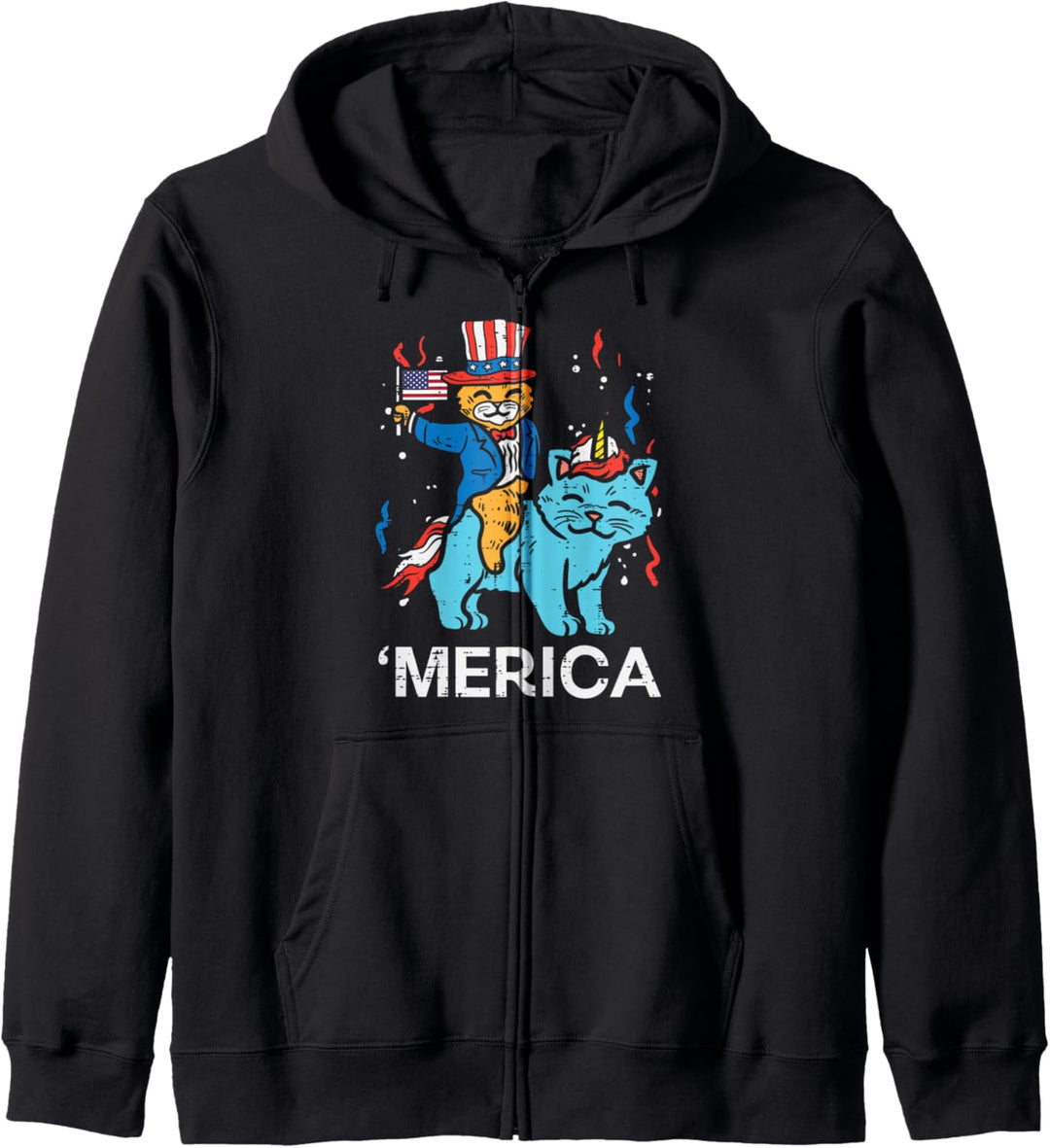 Cats Merica American Flag USA Funny 4th Of July Fourth Girls Kapuzenjacke