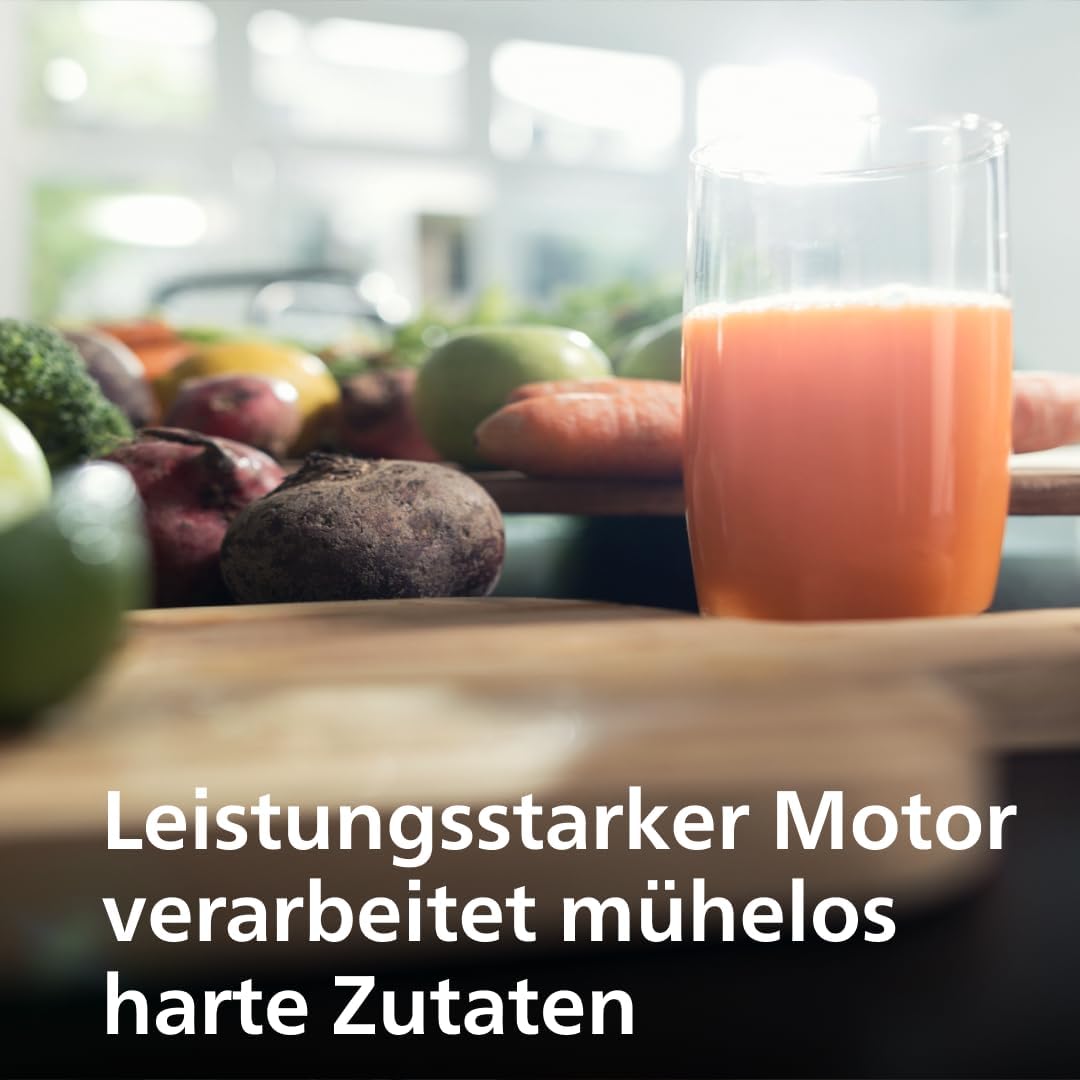 Philips Entsafter – 1100W, 2L, NutriU-Rezepte-App, XXL-Einfüllöffnung, QuickClean