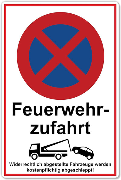 2 Stück XXL Feuerwehrzufahrt Einfahrt freihalten Schild 30 x 40 cm aus stabiler PVC Hartschaumplatte