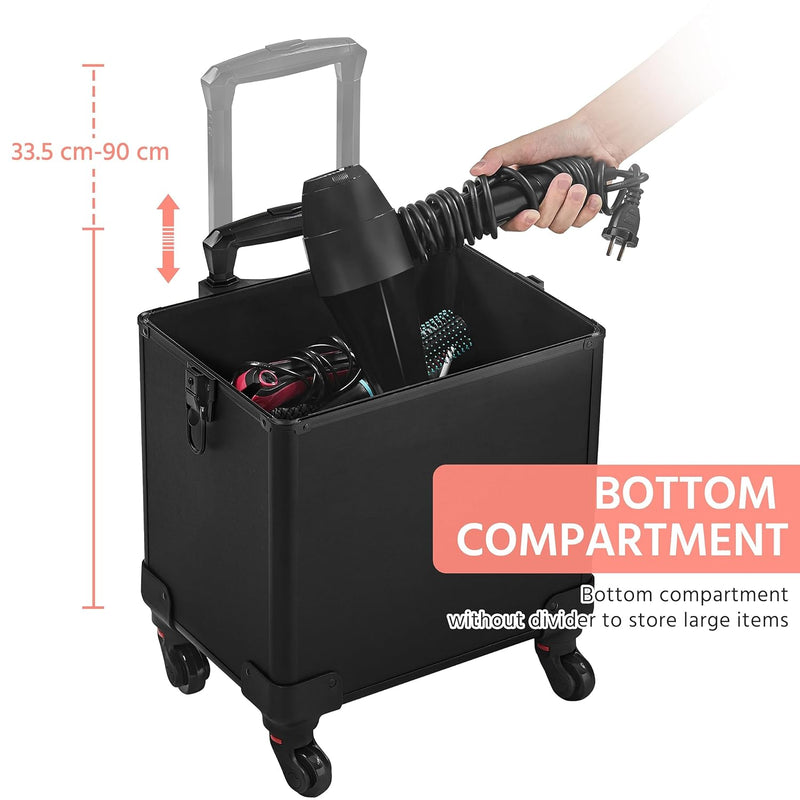 Yaheetech Alu Make-up Koffer Trolley 4-in-1 Kosmetikkoffer Beauty Case Transportkoffer 34 x 25,5 x 8