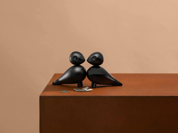 Kay Bojesen Unzertrennliche 1 Paar Figuren 9 cm Singvögel, schwarz Scharz, Scharz