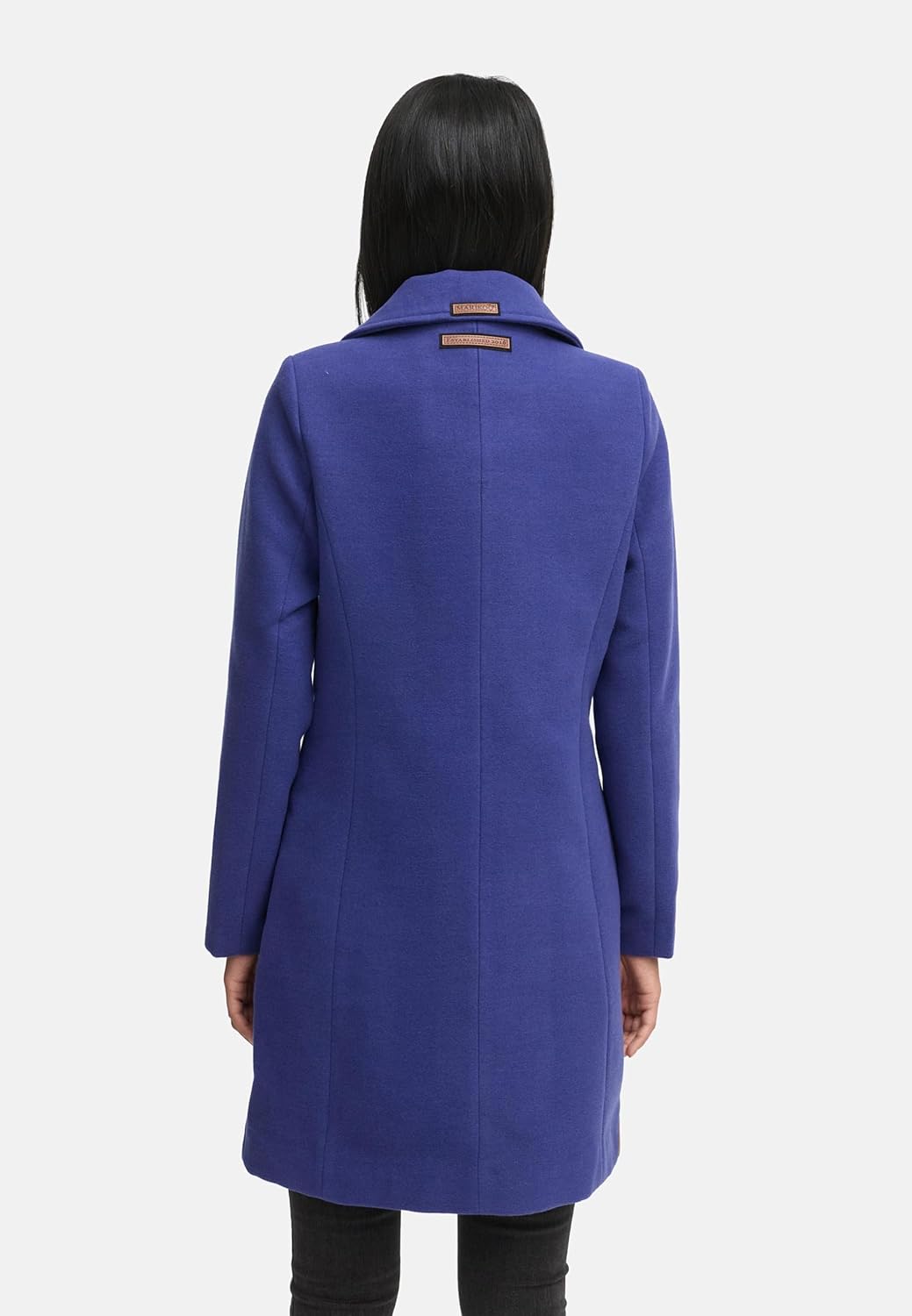 MARIKOO Damen Wollmantel Langer Trenchcoat mit Reversekragen Nanakoo XS-5XL XS Blue Violet, XS Blue