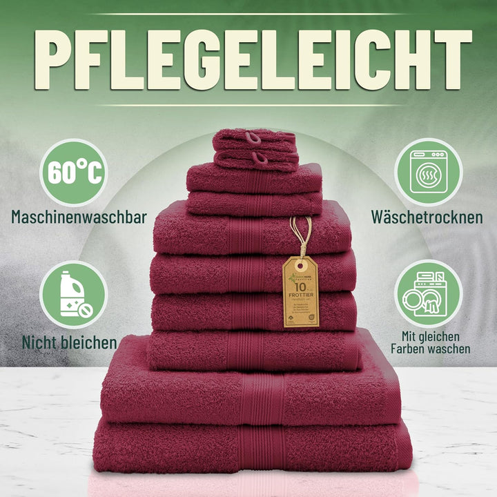 GREEN MARK Textilien 10 TLG. FROTTIER Handtuch-Set mit verschiedenen Grössen 4X Handtücher, 2X Dusch