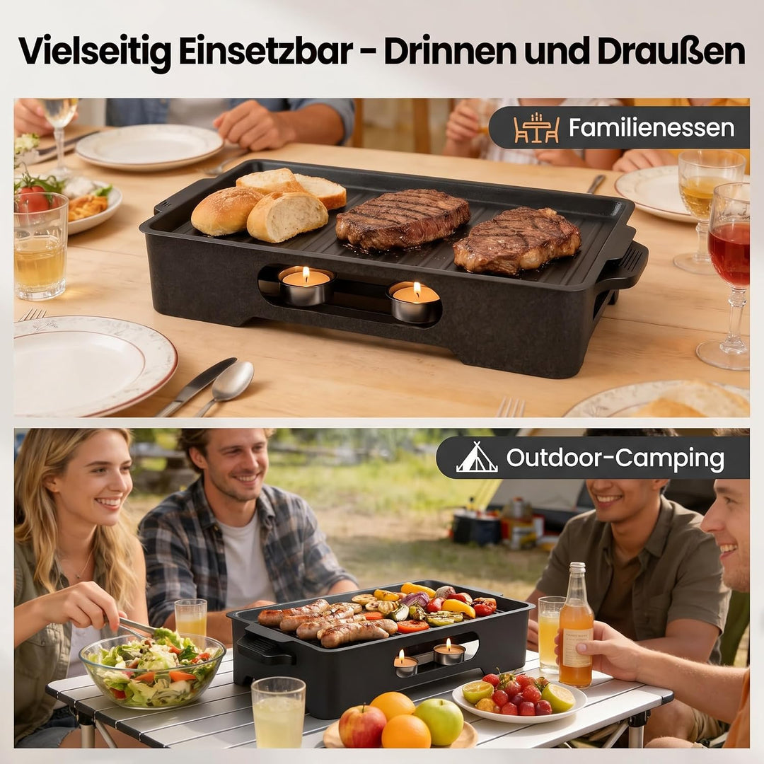 BBQ Warmhaltebehälter Grillgut, Abnehmbarem Grillrost, für Teelicht &amp; Grillpaste – Camping &amp; Zuhause