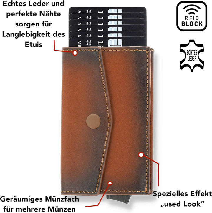 Solo Pelle Kartenetui | Kreditkartenetui | Leder Geldbörse Slim Wallet Portmonee | Geldbeutel mit RF