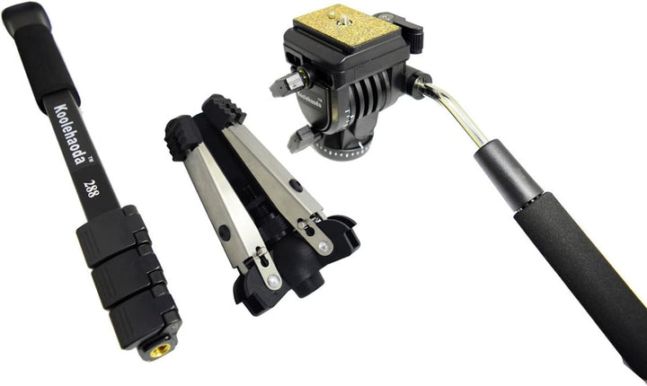 Video Einbeinstativ Kit, 148 cm Fluidkopf Einbeinstativ mit abnehmbarem Stativfuss für DSLR-Kamera.